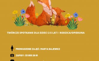 Plakat "ZABAWY RODZINNE" - lisica z małym listiem