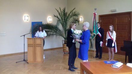 Fragment uroczystości pożegnania dyrektor Danuty Kozyry
