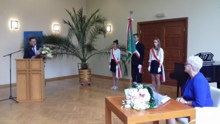 Fragment uroczystości pożegnania dyrektor Danuty Kozyry