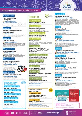 Kalendarz wydarzeń ferie zimowe 2025