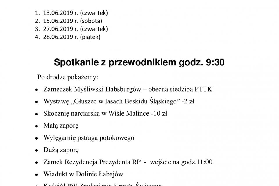 Plakat z wycieczkami PTTK