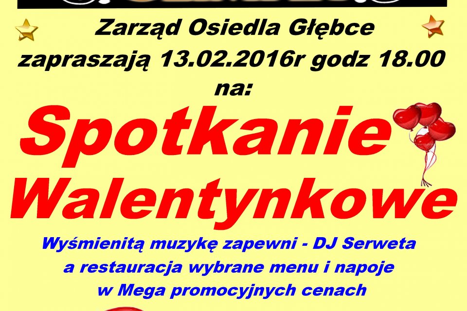 Zaproszenie na Spotkanie Walentynkowe w Olimpi
