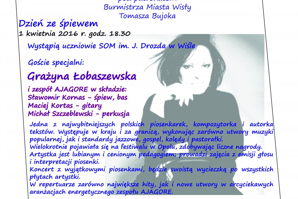 Plakat dotyczący Jubileuszu 50-lecia Spłecznego Ogniska Muzycznego im. Jerzego Drozda w Wiśle