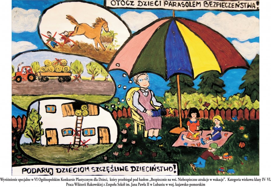 Rysunek "Otocz dzieci parasolem bezpieczeństwa"